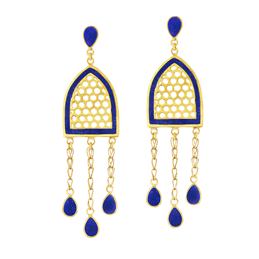Lapis lazuli lattice drop earrings by Turquoise Mountain